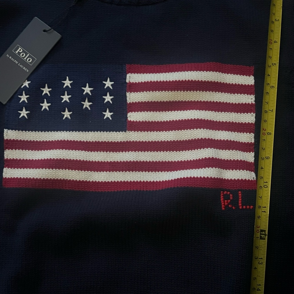 Polo by Ralph Lauren Dark Blue Sweater with American Flag - Picture 4 of 6